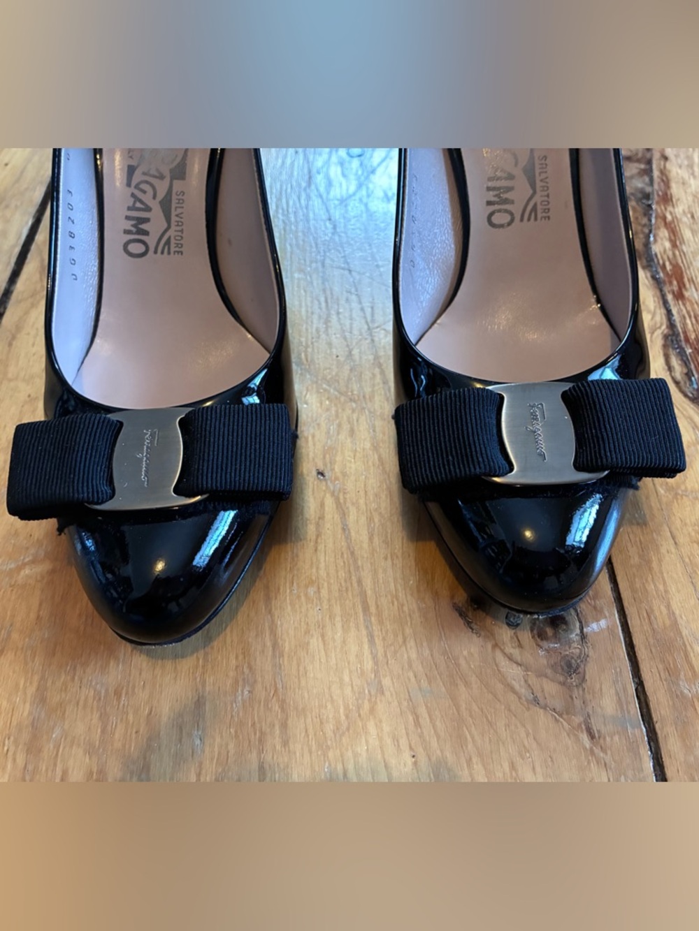 Salvatore Ferragamo Black Patent leather Carla Pumps - Picture 8 of 12
